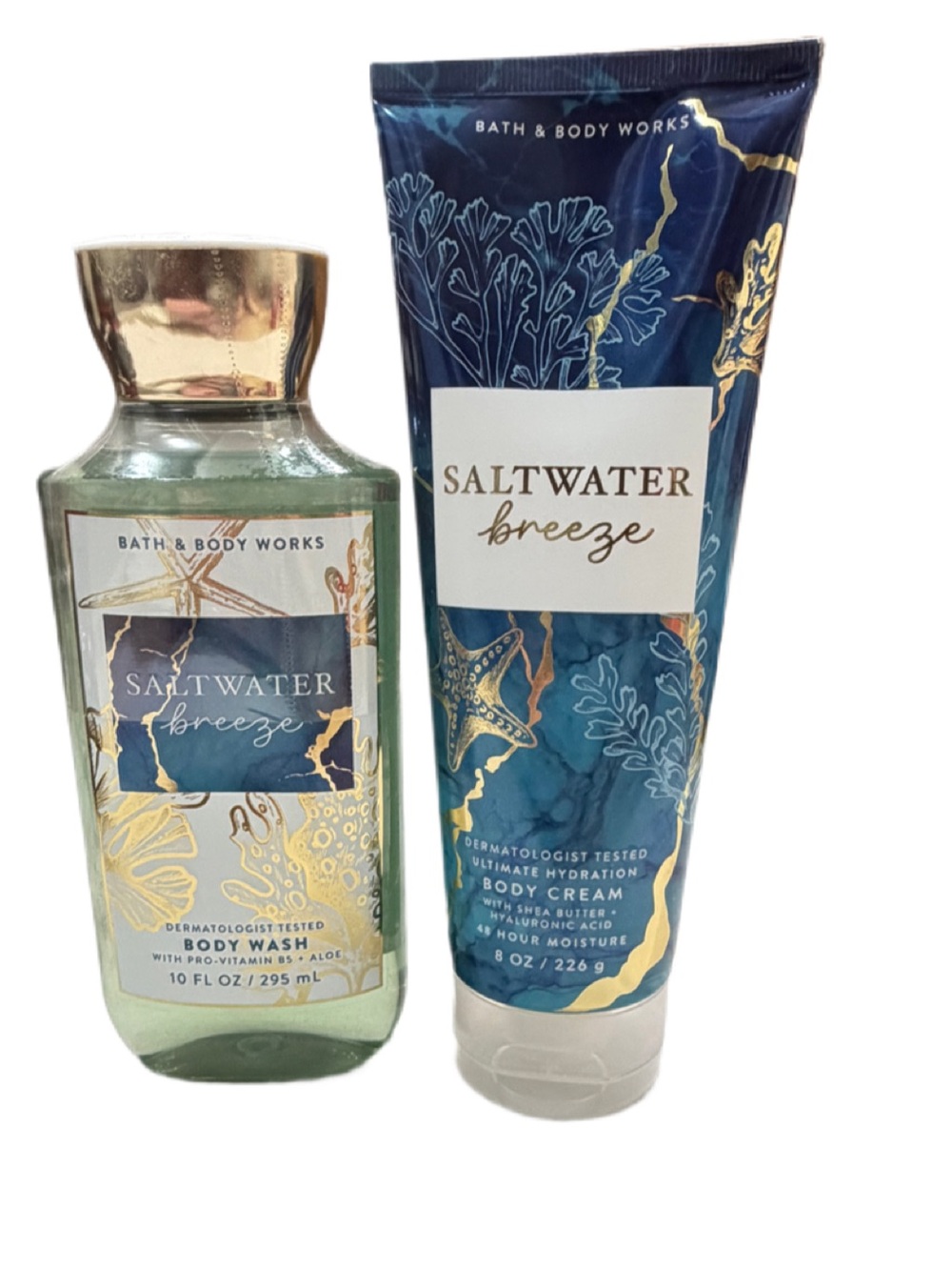 Bath & Body Works Saltwater Breeze Body Wash & Body Cream - Blue/Gold